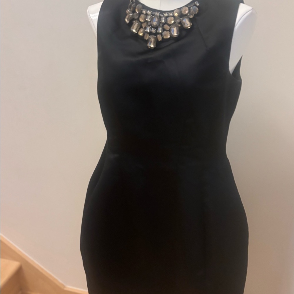 Zara Black Mini Dress with Embellished Neckline - Picture 2 of 6